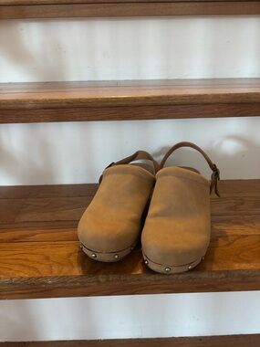a.n.a Tan Suede Studded Clog Mules